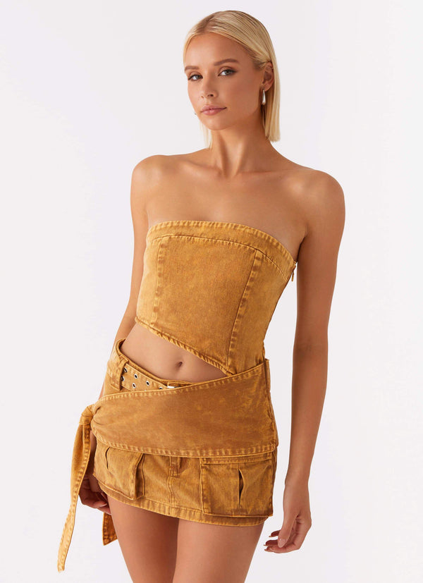 Burning Bridges Tube Top - Kahverengi