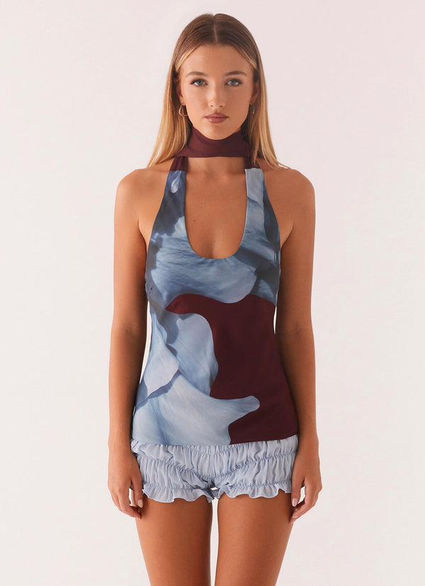 Catarina Halter Üst - Bordo Desenli