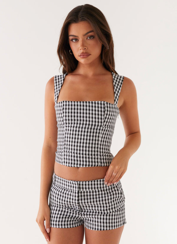 Clayton Tailored Şort - Siyah Gingham