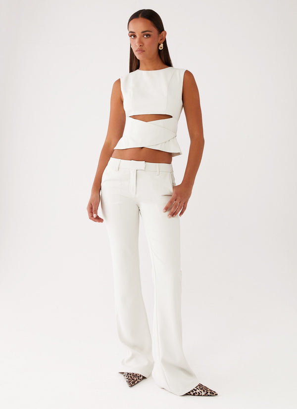 Cyra Düşük Bel Slim Fit Pantolon - Fildişi