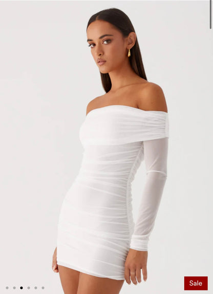 Liquid Spirit Mini Elbise – Beyaz