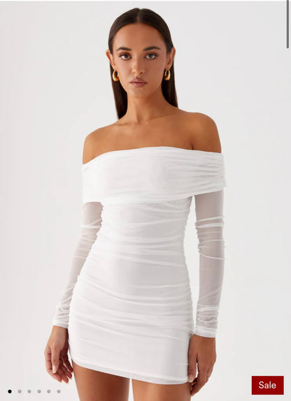 Liquid Spirit Mini Elbise – Beyaz