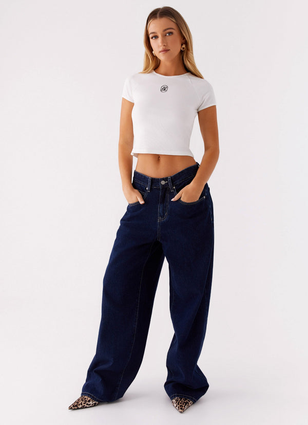 Kailey Katlanabilir Kot Pantolon - Raw Blue