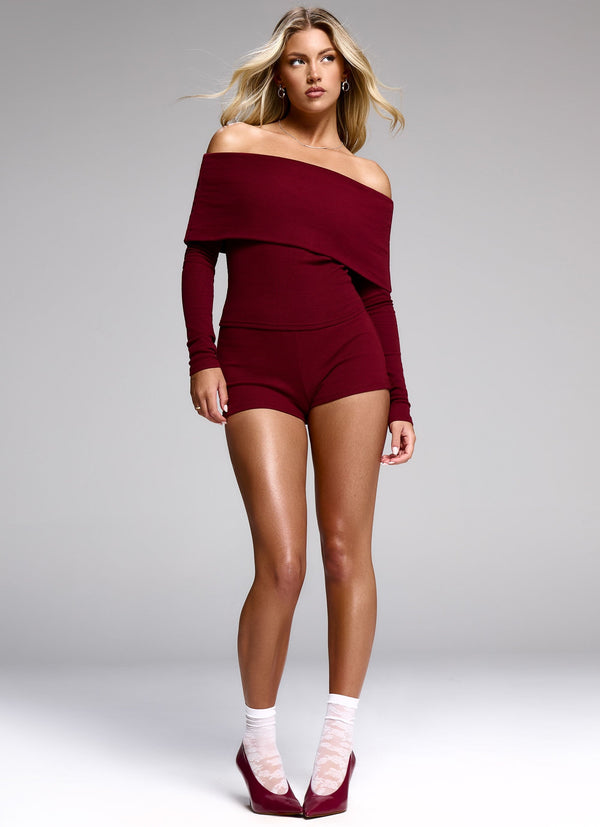 Mini Şortlara Bakın - Bordo