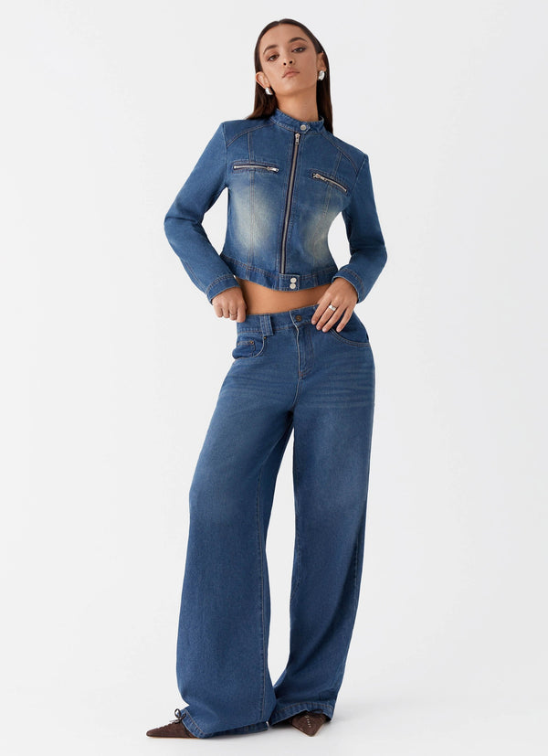 Ride Elegant Bol Paça Kot Pantolon - Vintage Mavi Yıkama