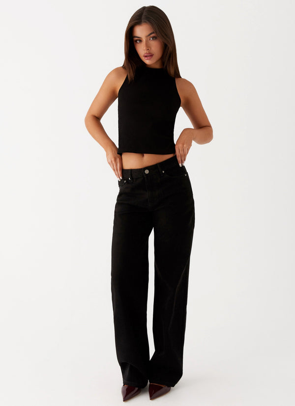 Keanna Düşük Bel Kot Pantolon - Siyah