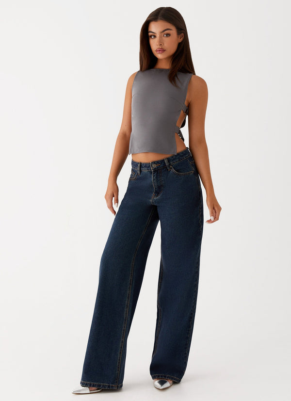Keanna Low Rise Denim Pantolon - Yıkanmış Kot