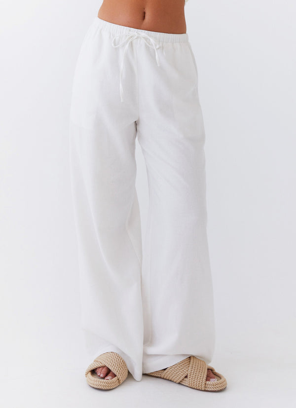 Fresh Face Keten Pantolon - Beyaz