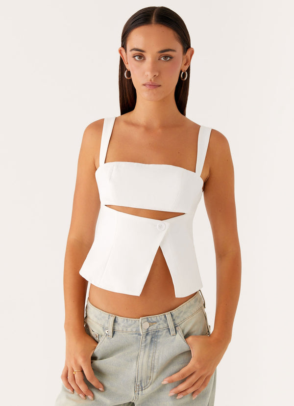 Pia Cut Out Üst - Beyaz