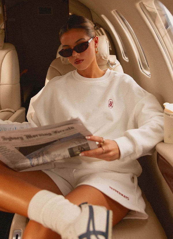 Signature Büyük Boy Sweatshirt - Fildişi
