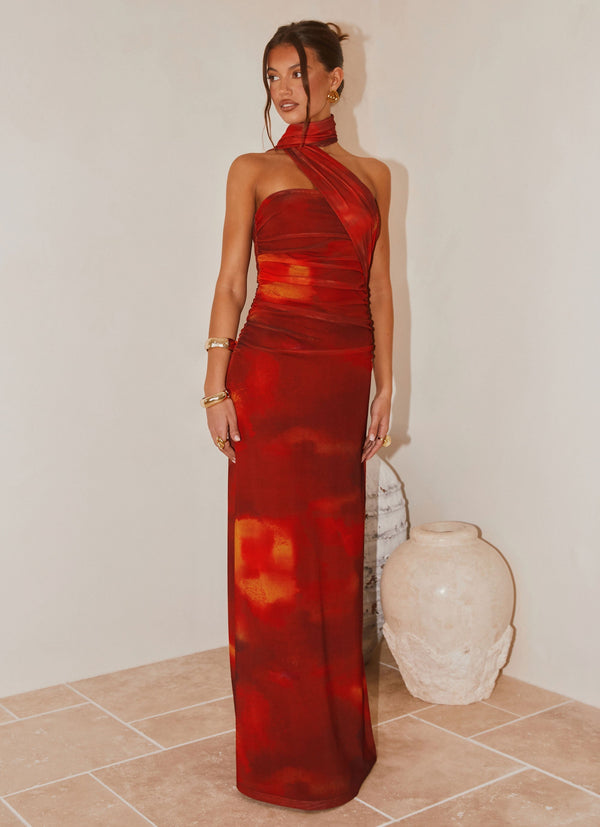 Songbird Maxi Elbise - Scarlet Blur