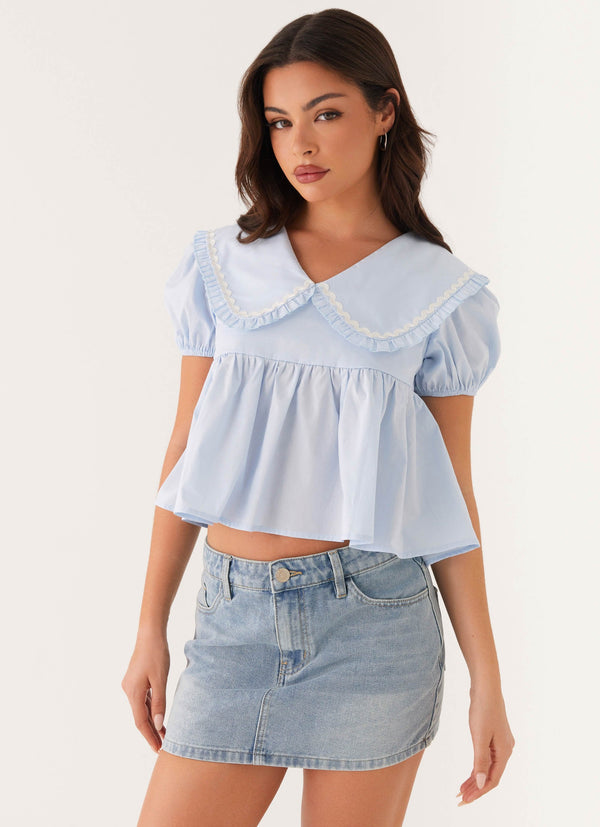 Sophie Babydoll Üst - Mavi