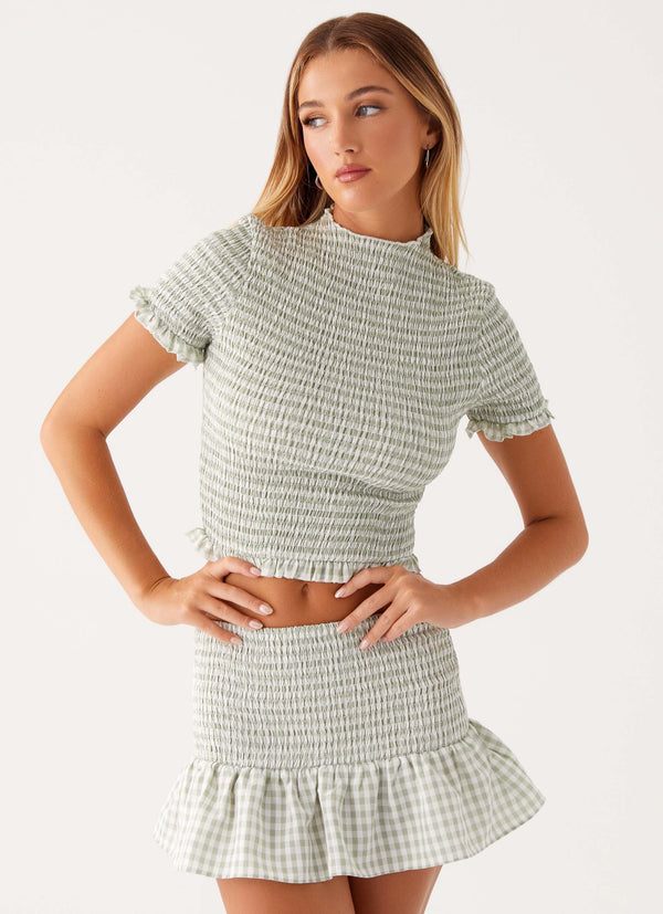 En Tatlı Turta Tişörtü - Adaçayı Gingham