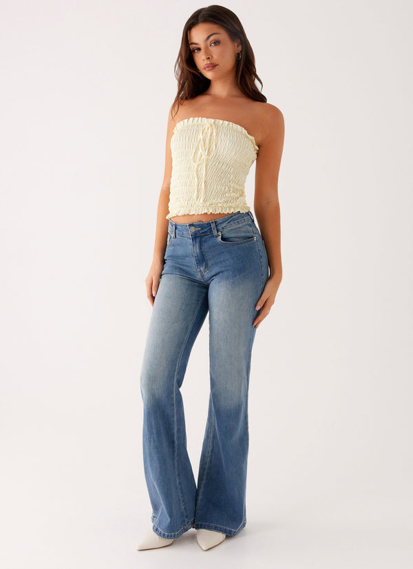 Tomi Bootleg Denim Pantolon - Vintage Mavi