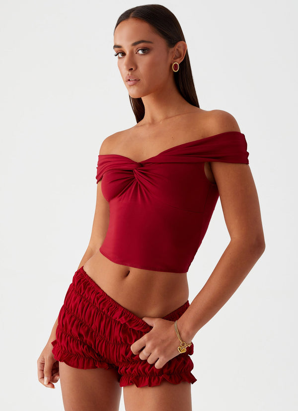 Trixie Twist Omuz Açık Üst - Bordo