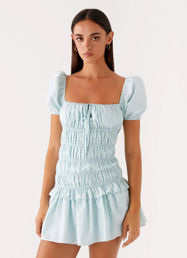 Yolene Mini Elbise - Yeşil Gingham