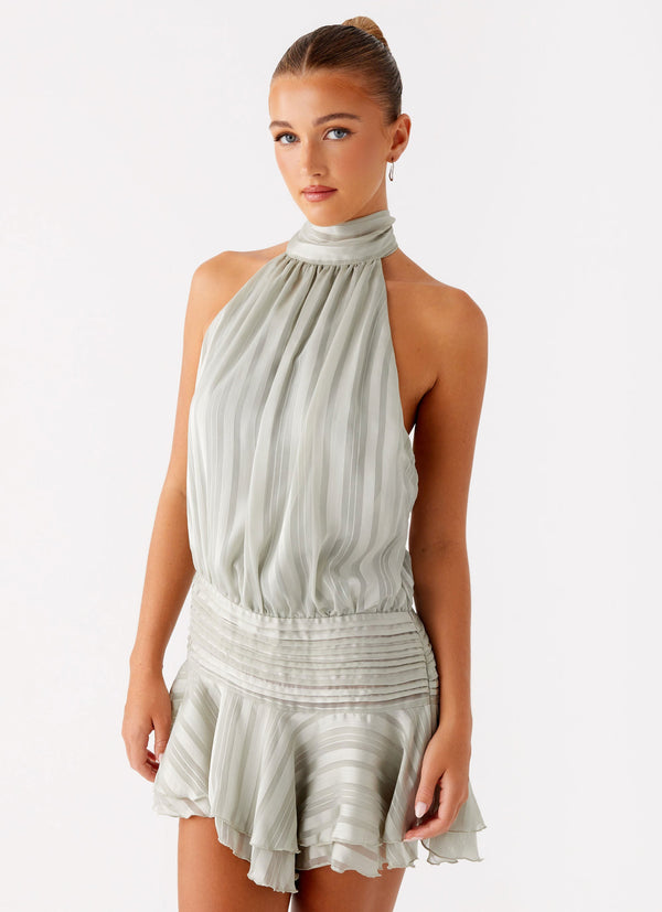 Willow Şifon Mini Elbise - Yeşil